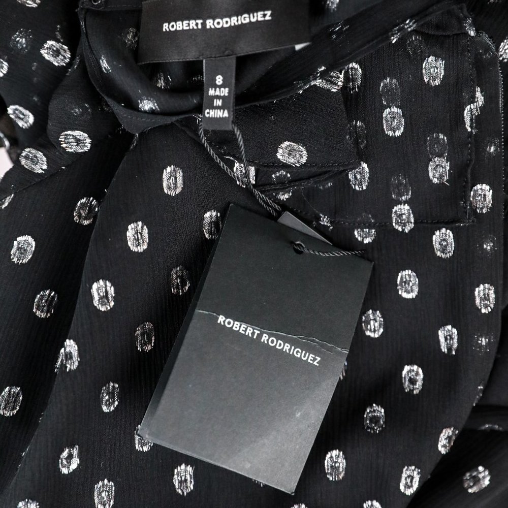 Robert Rodriguez 8 Silk Metallic Dot Mini Dress - Picture 8 of 11